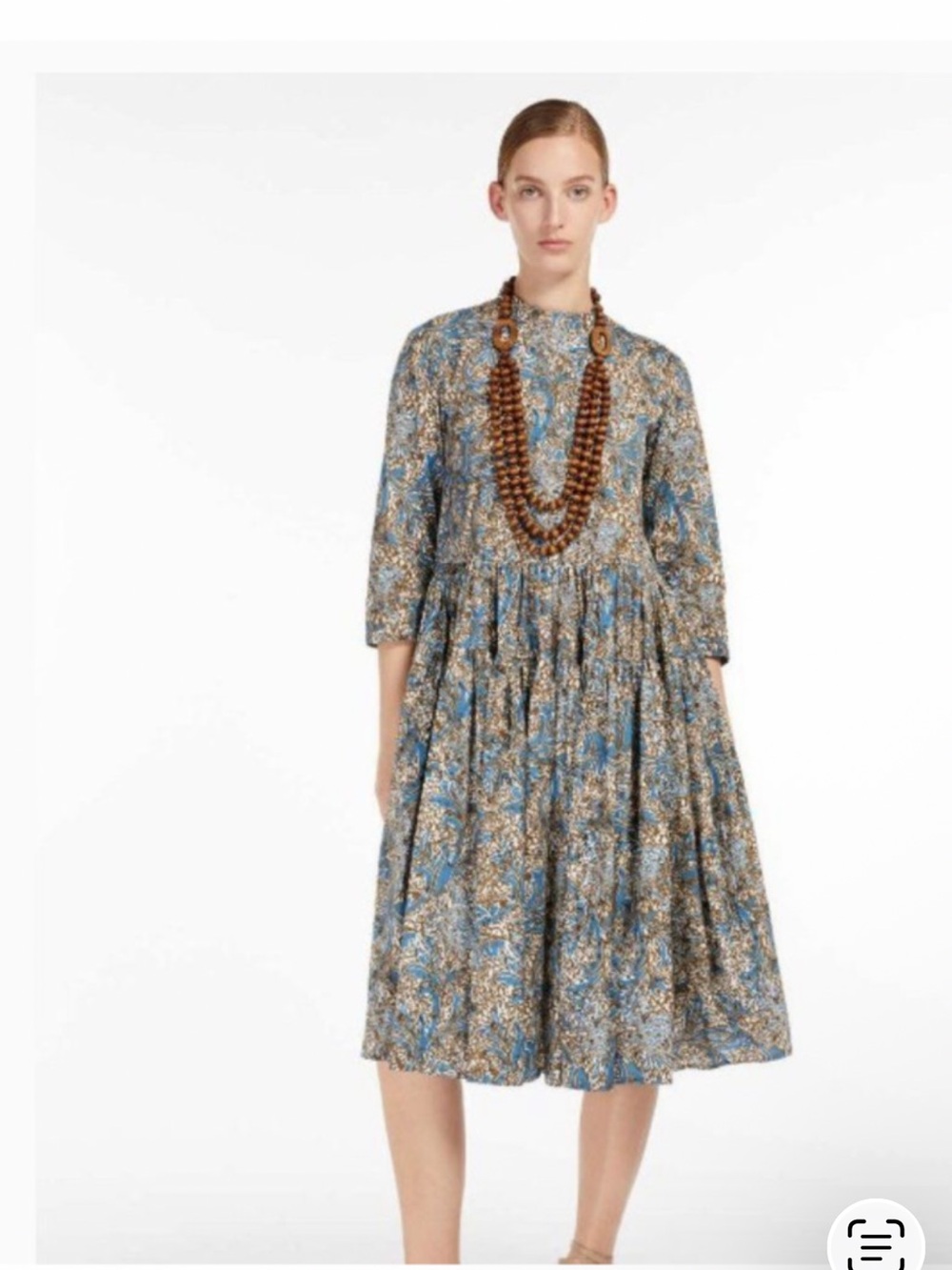 Max Mara Floral Midi Dress in Blue